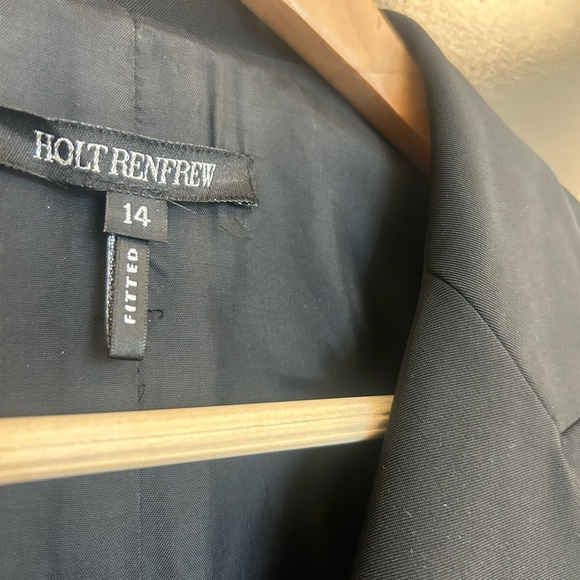 Holt Renfrew size 14 Black Double-Breasted Blazer EUC petty coat style buttons - Picture 3 of 15